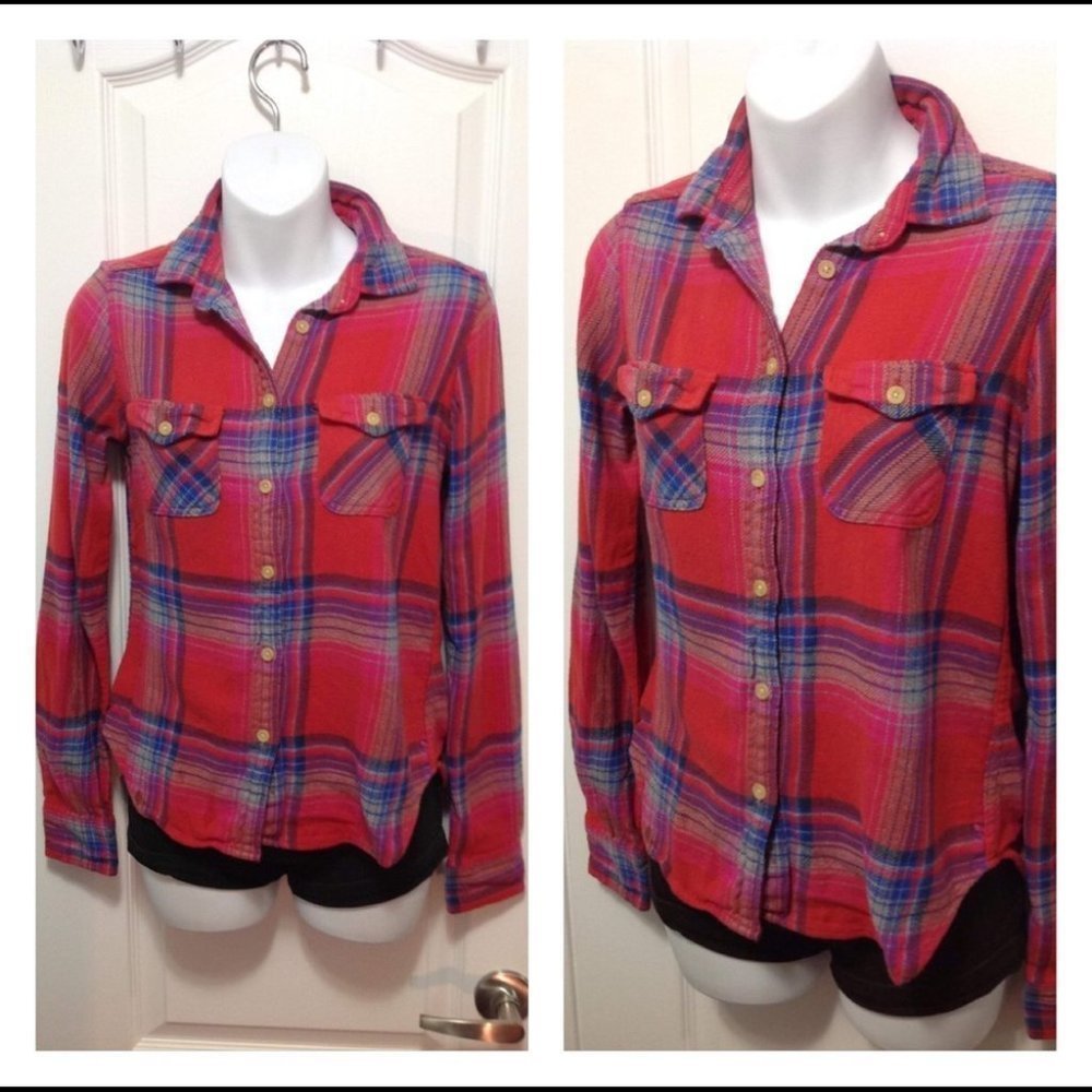 Y2K AMERICAN EAGLE Plaid Button Down Shirt